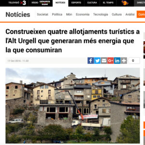 Construeixen quatre allotjaments turístics a l'Alt Urgell que generaran més energia que la que consumiran